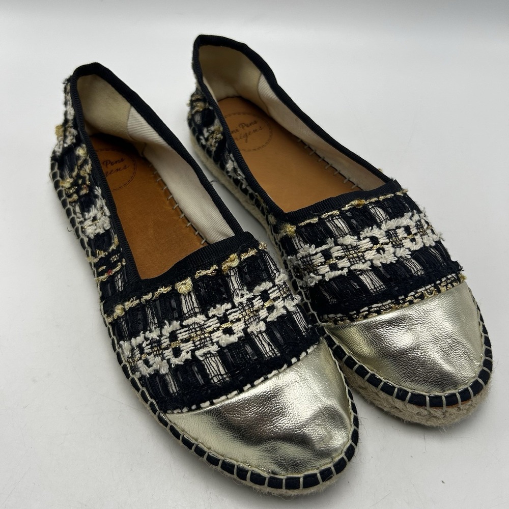 Toni Pons Espadrilles Womens 7.5 38 Back Metallic Closed Toe Shoes Old Money